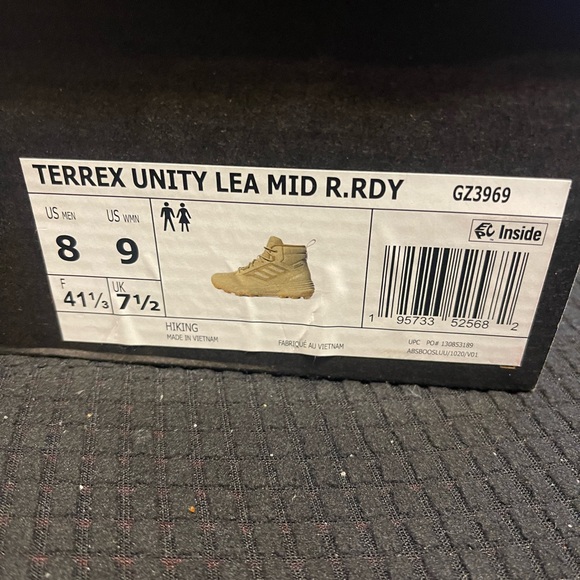 adidas Unity Leather Mid Rain.RDY Hiking Shoes Size 8 Men/9...